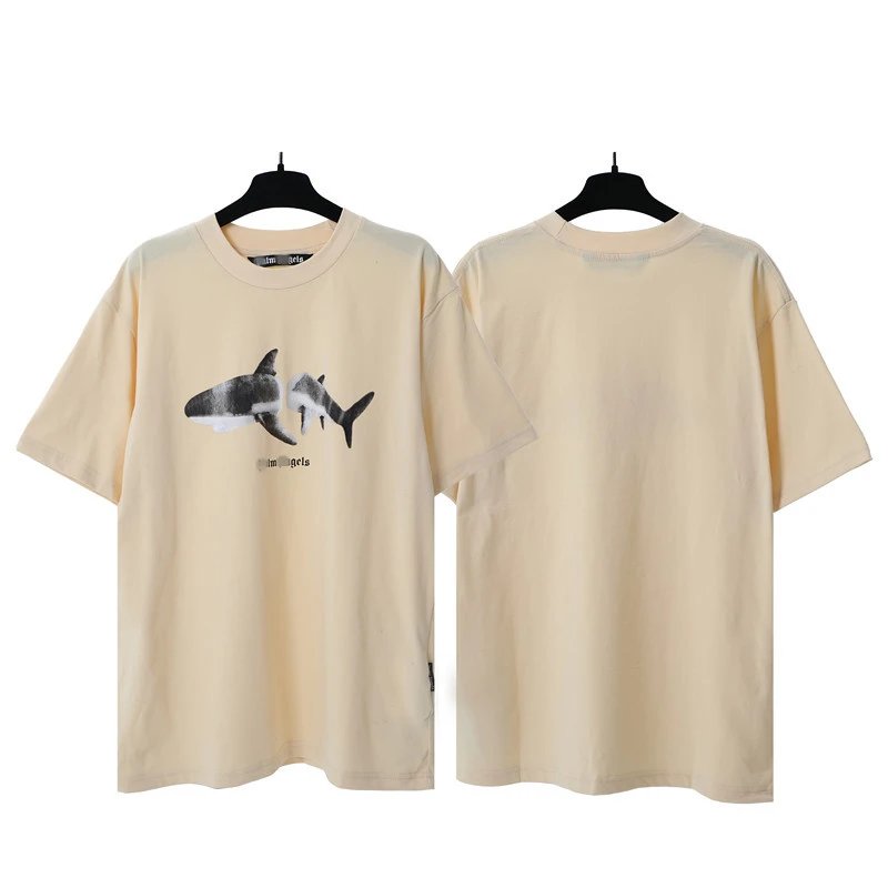 Palm Angels Shark Print T-Shirt Beige - Palm Angels - Cnfans - $20.65