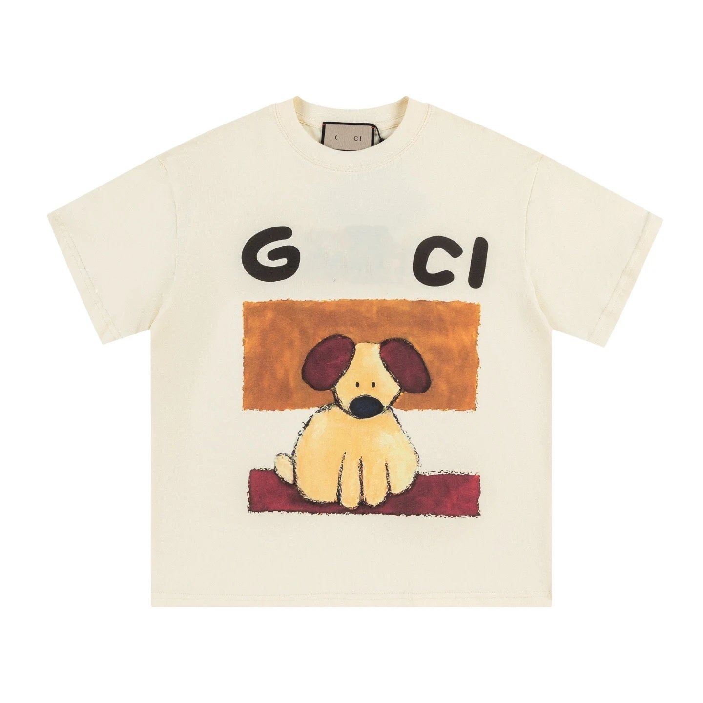 Casual Animal Print Cotton Tee Unisex - Ivory - Gucci - Cnfans - $22.58