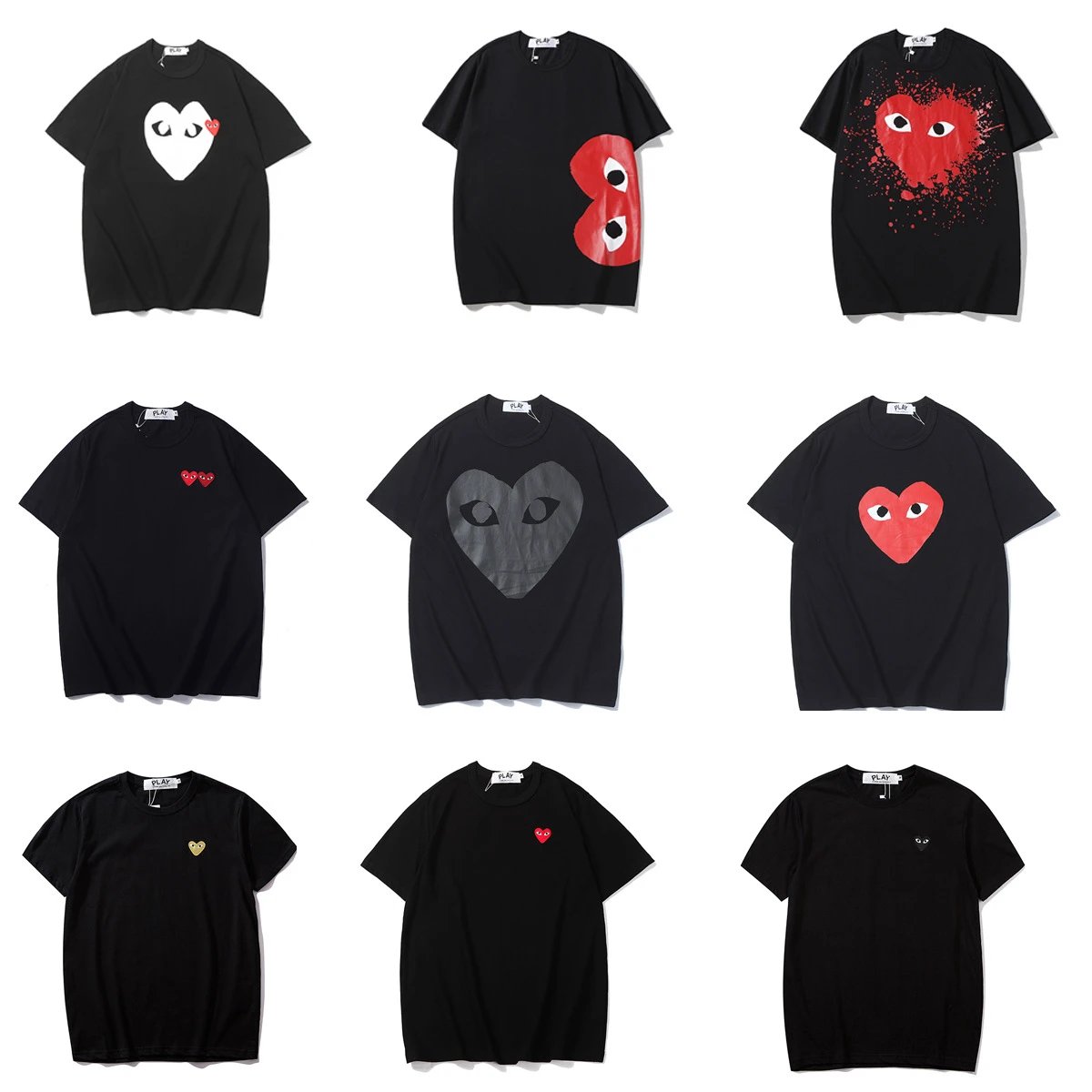 CDG Heart Embroidery Tees Multicolor - High Quality Product Image - Cnfans