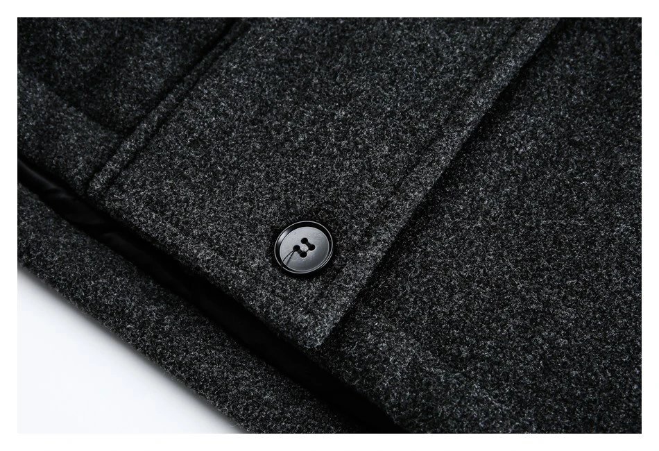 Winter Unisex Retro Wool Blend Padded Jacket Anthracite - Gallery Image 14 - Detailed View