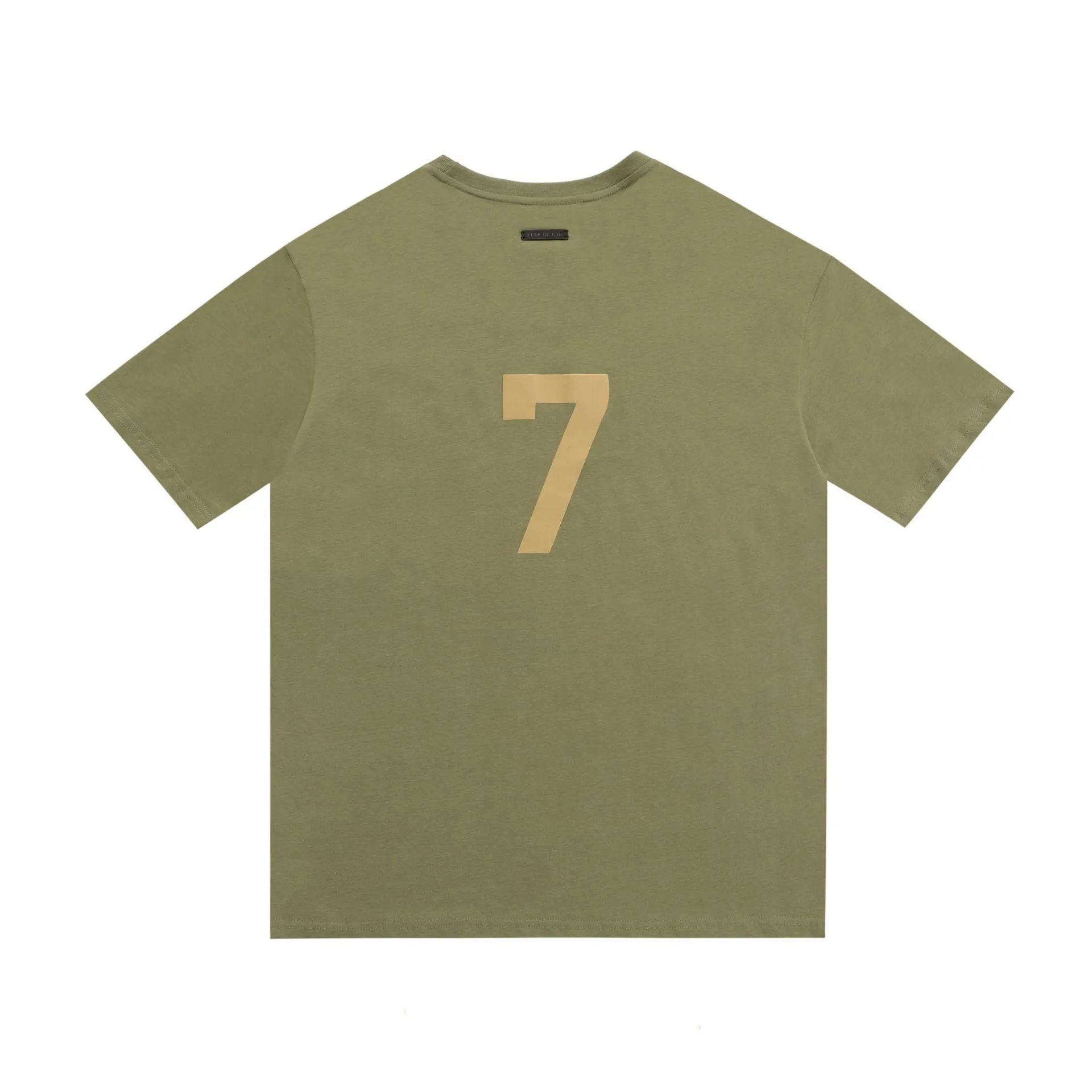 Street Style Cotton Oversized 7 T-Shirt Olive - Fear of God(FOG） - Cnfans - $20.32