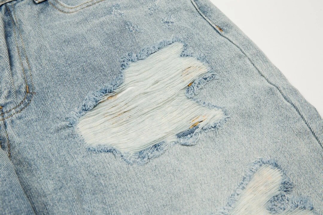 Distressed Washed Denim Streetwear Pants Charcoal - Gallery Image 6 - Detailed View