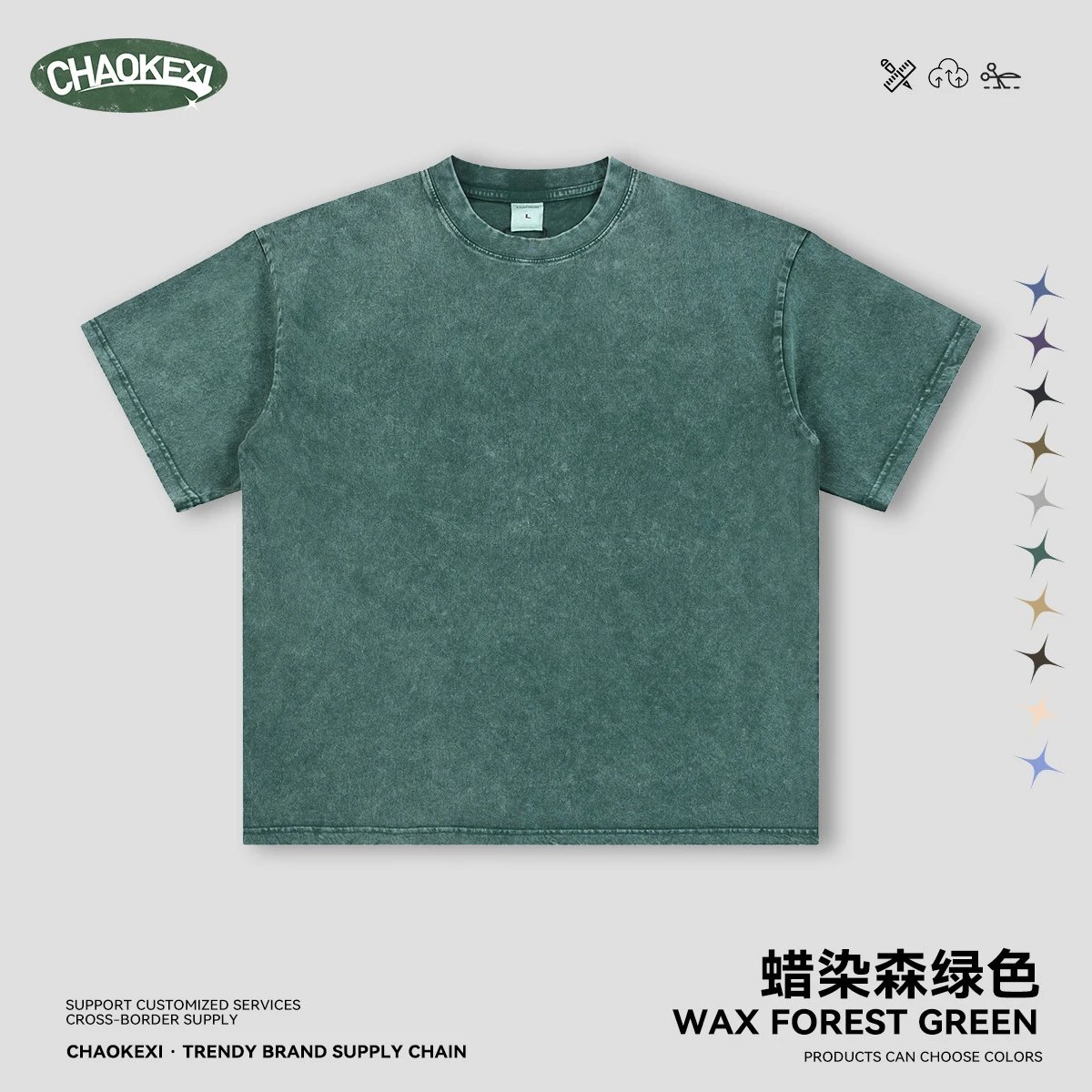 Vintage Cotton Summer Men's T-Shirt Forest Green - CHAOKEXI - Cnfans - $17.66