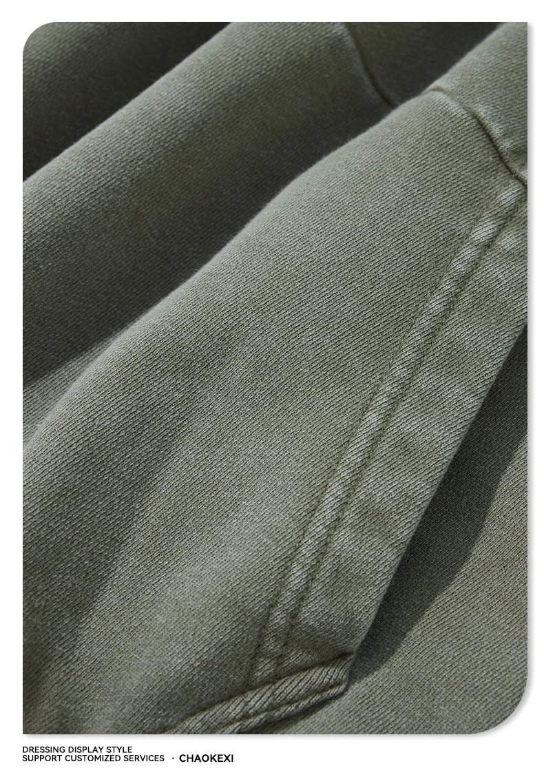 Heavyweight 400g Washed Double Layer Hoodie Ash Gray - Gallery Image 11 - Detailed View