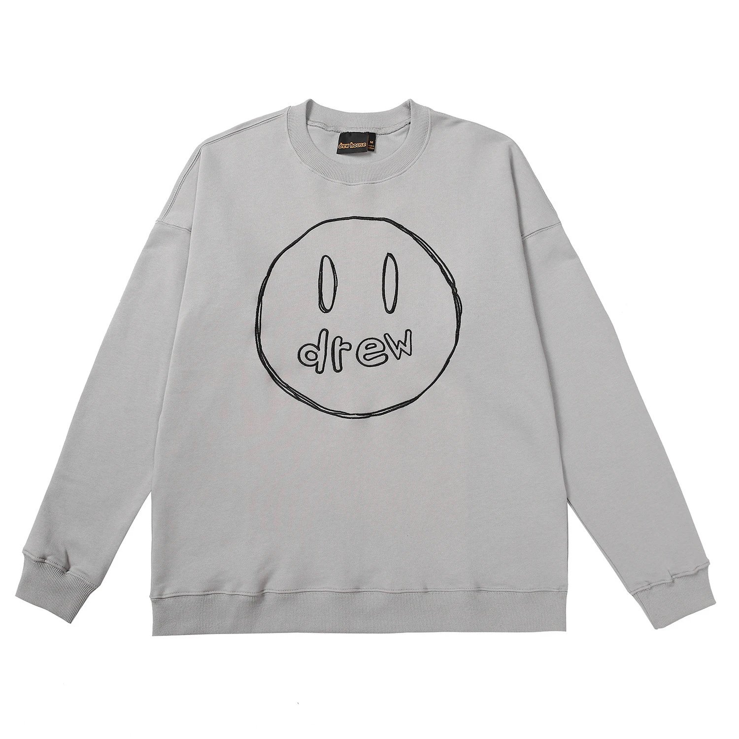 Street Style Smiley Embroidered Sweatshirt Mocha Brown - Gallery Image 2 - Detailed View