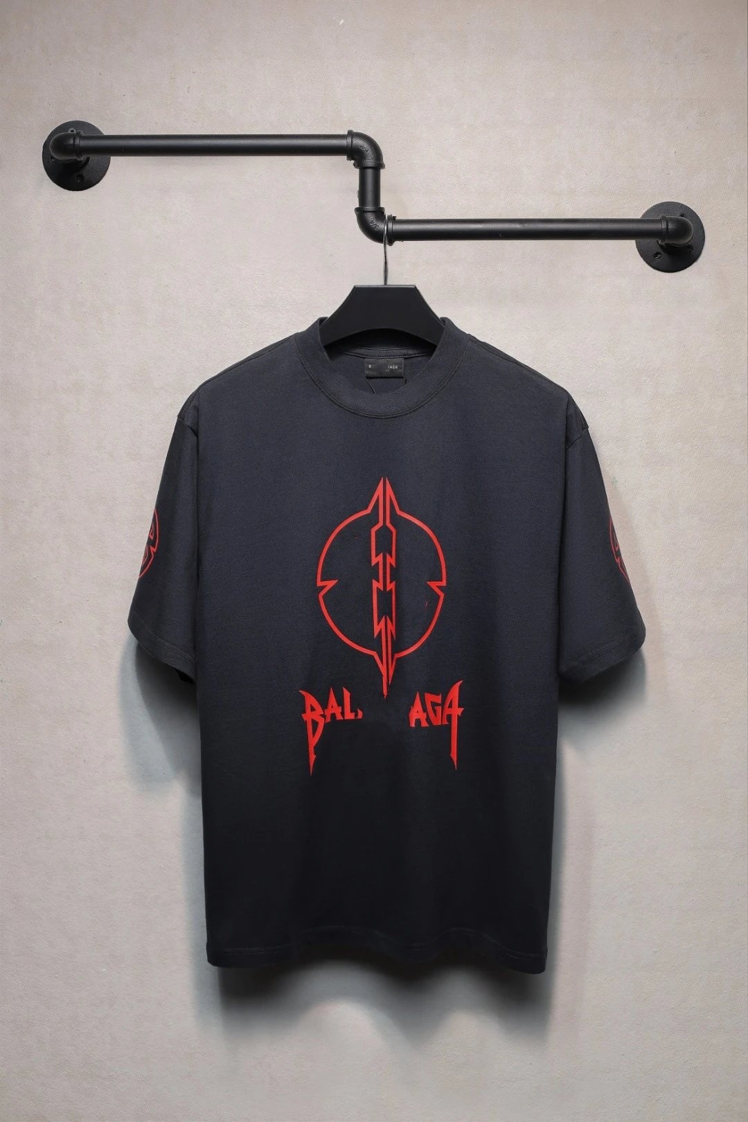 Unisex Loose Fit Rock Graphic T-Shirt, Summer, Onyx & Scarlet - Balenciaga - Cnfans - $30.00