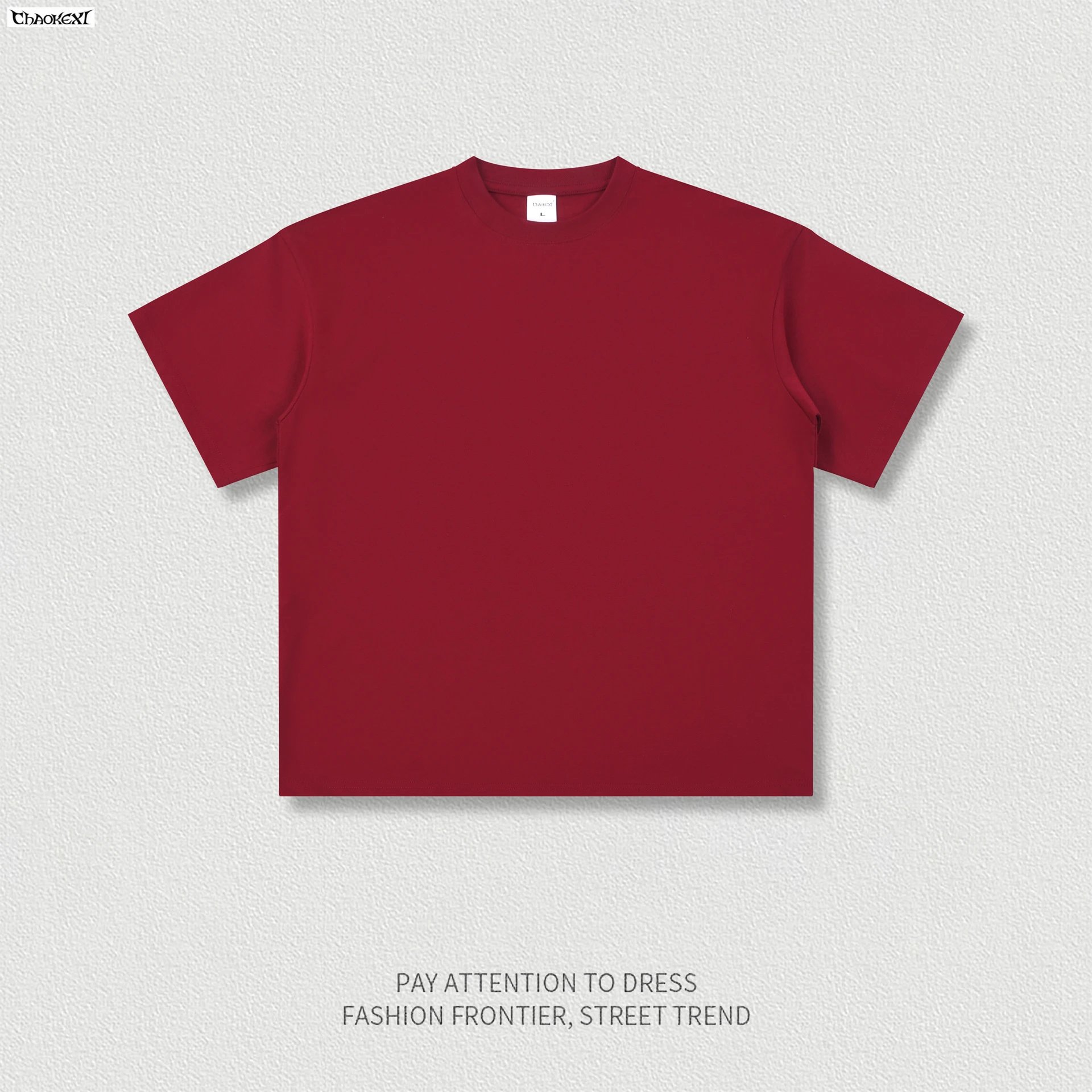 Summer Cotton Oversized Tee, Street Style - Maroon - CHAOKEXI - Cnfans - $15.48