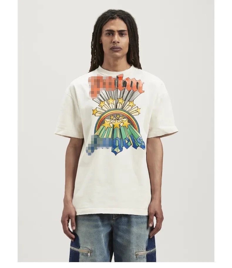 Street Style Cotton Rainbow Star Tee Ivory - Gallery Image 10 - Detailed View