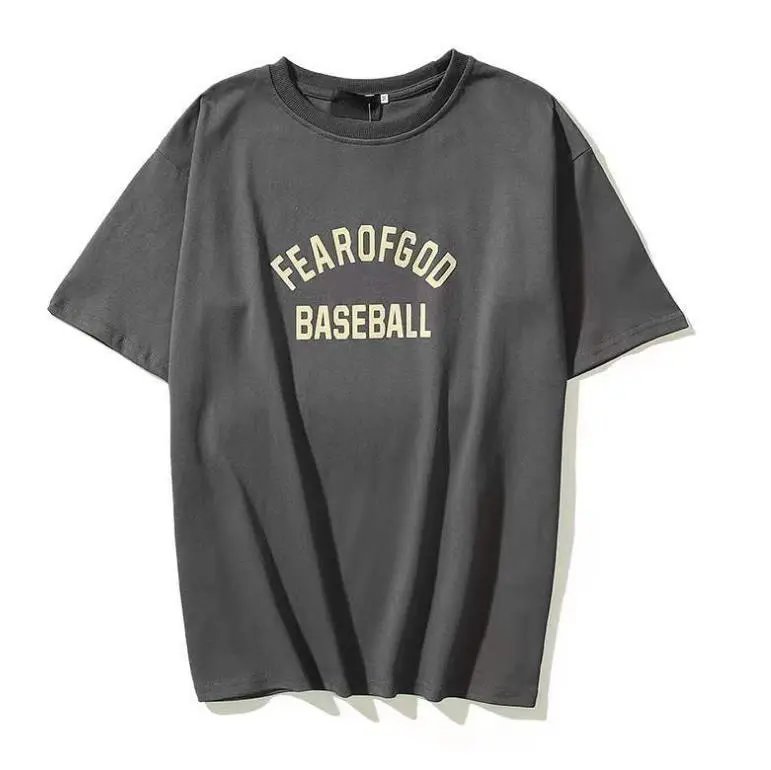 Streetwear Cotton Baseball Tee Charcoal Ivory - Fear of God(FOG） - Cnfans - $19.03
