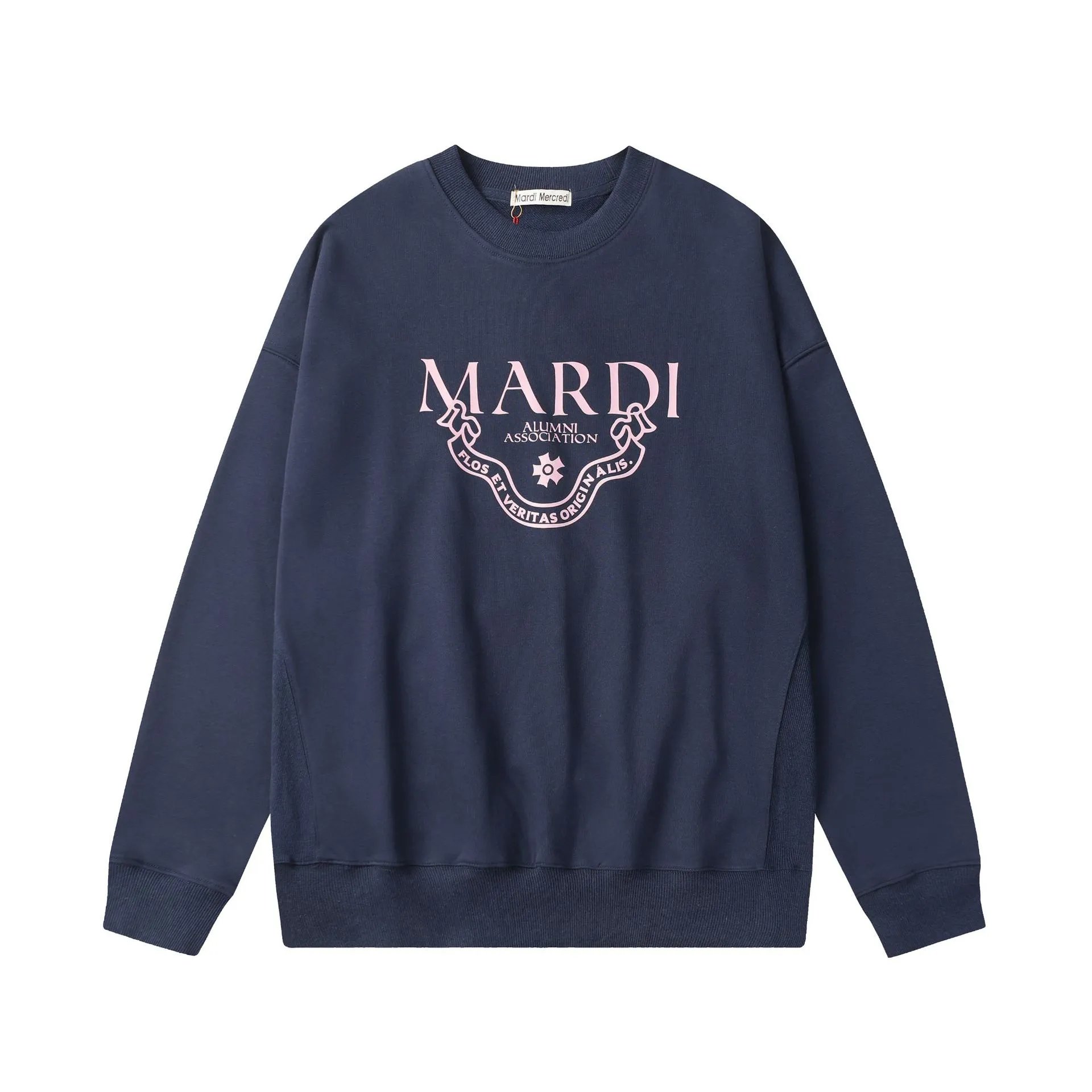 Unisex Daisy Print Oversized French Terry Sweatshirt, Midnight Blue - Mardi Mercredi - Cnfans - $26.45