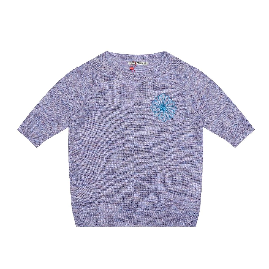 Women's Fall Crew Neck 3/4 Sleeve Knit Pullover, Lilac Mist - High Quality Product Image - Cnfans