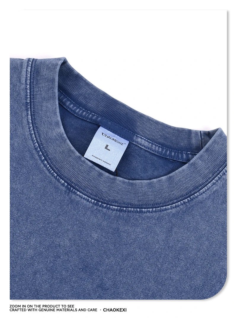 Vintage Cotton Men's Tee Streetwear Top - Indigo - Gallery Image 8 - Detailed View