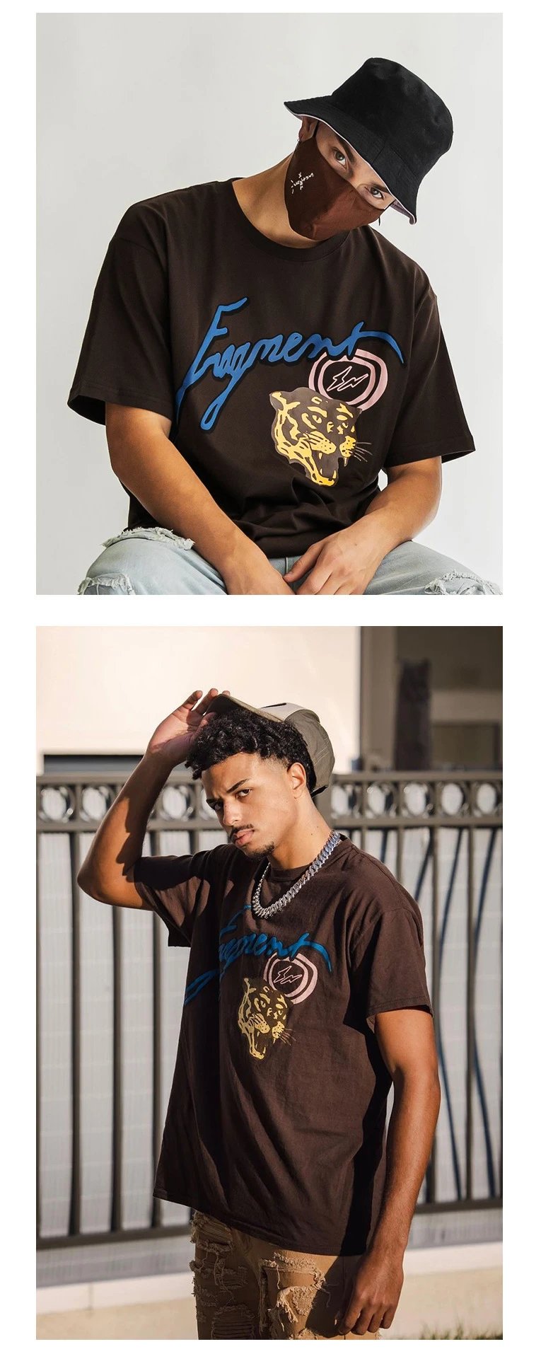 Streetwear Cotton Tiger Head Tee Cocoa Brown - Gallery Image 9 - Detailed View