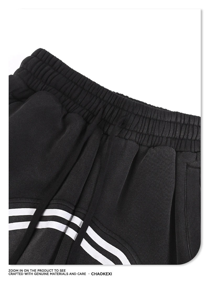 Retro Velvet Ribbon Straight-Leg Men's Pants Jet Black - Gallery Image 11 - Detailed View