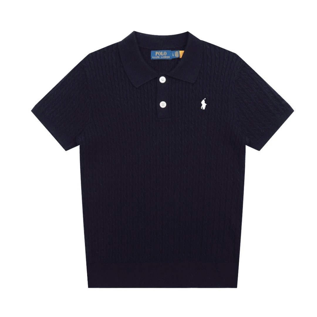 Casual Knit Polo Shirt Summer Short Sleeve Azure - Gallery Image 6 - Detailed View
