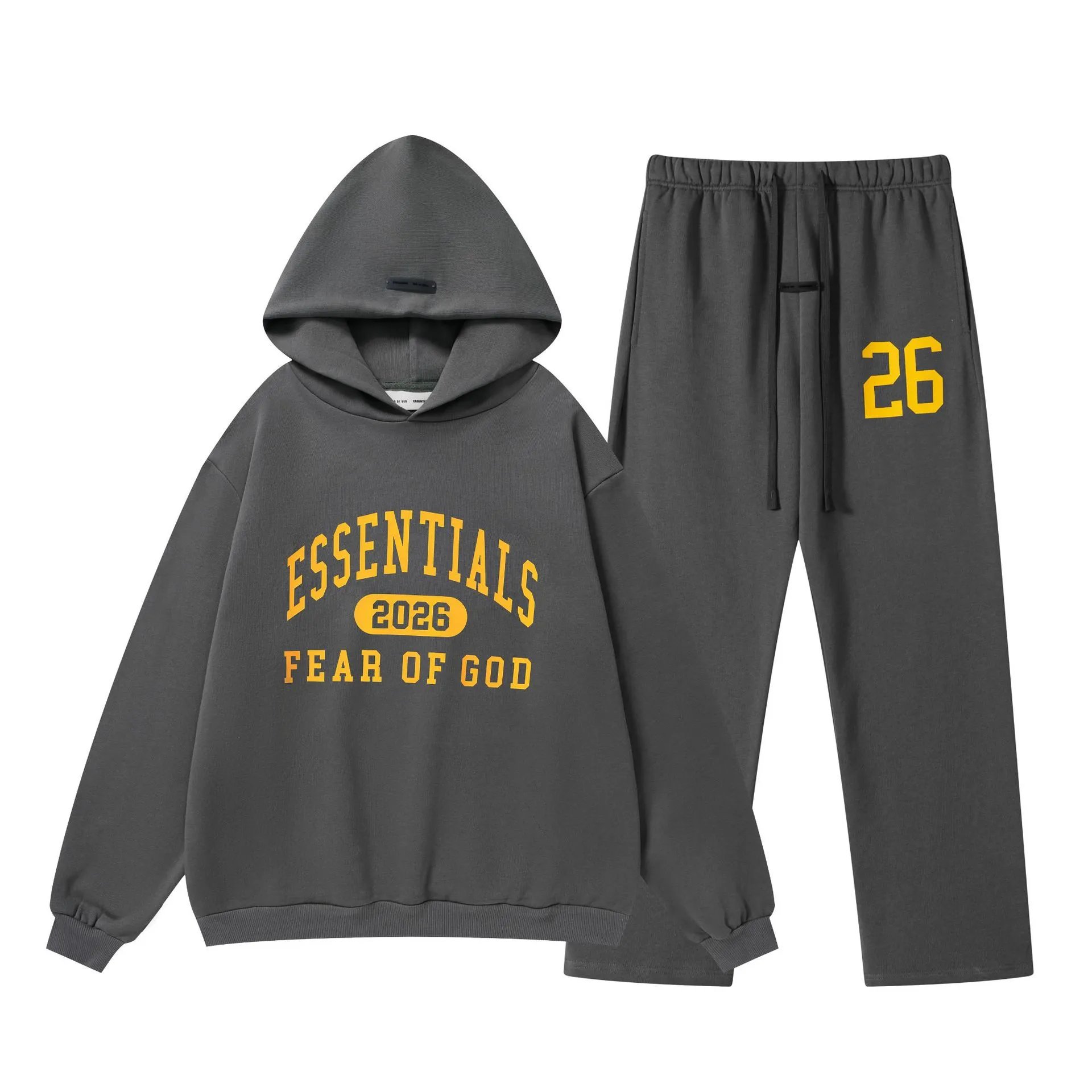 Unisex Street Style Hoodie Set Casual Alabaster - Gallery Image 4 - Detailed View