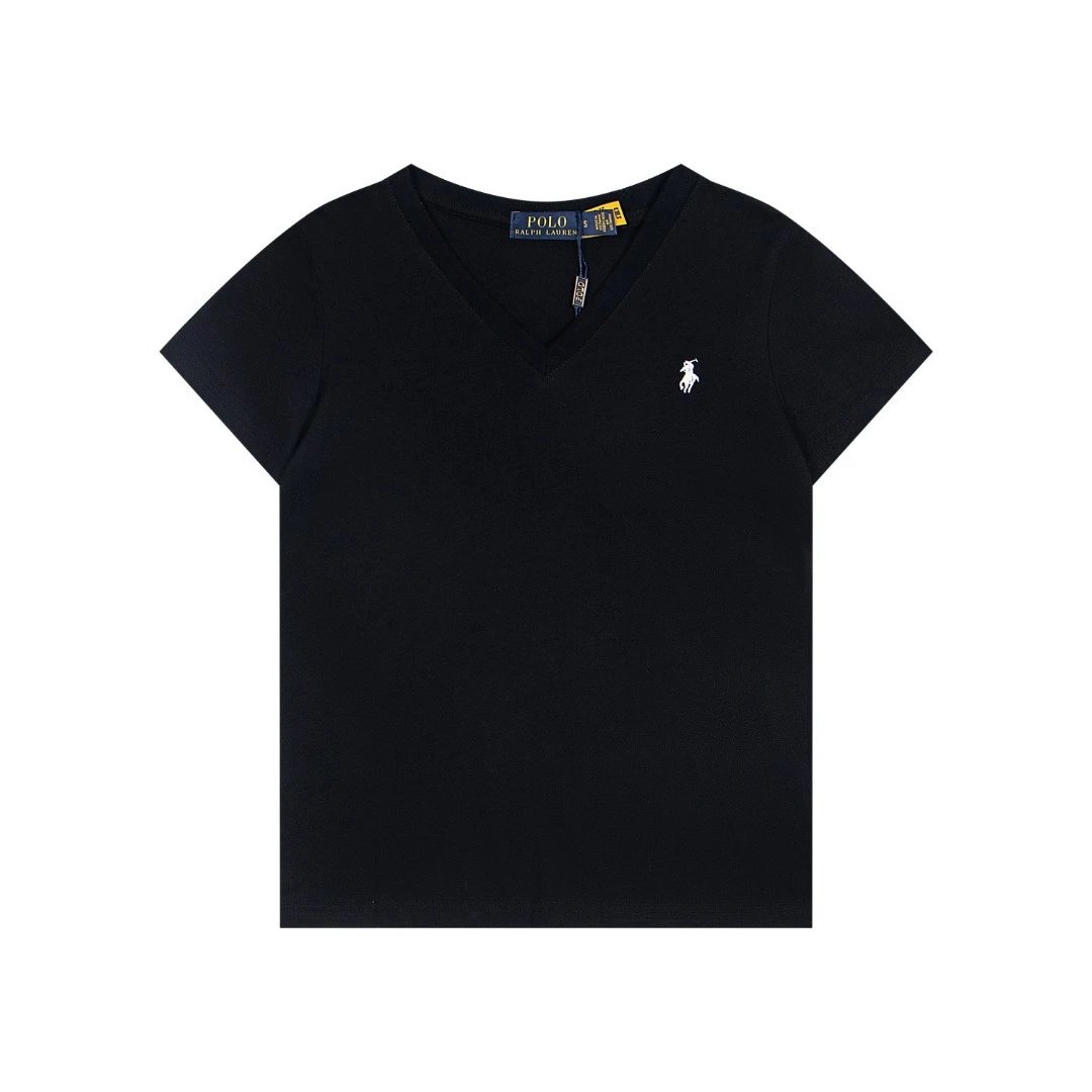 Women's Classic V-Neck Slim Cotton Tee, Jet Black - Gallery Image 4 - Detailed View