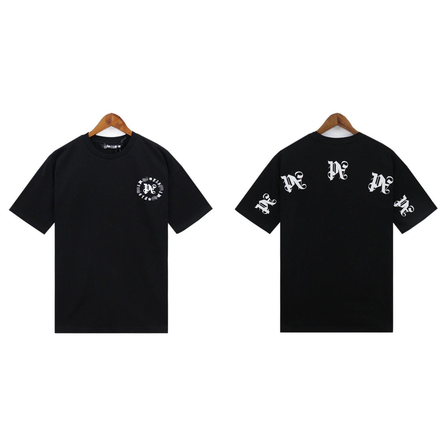 Street Cotton Short Sleeve Tee Unisex Jet Black - Palm Angels - Cnfans - $21.29