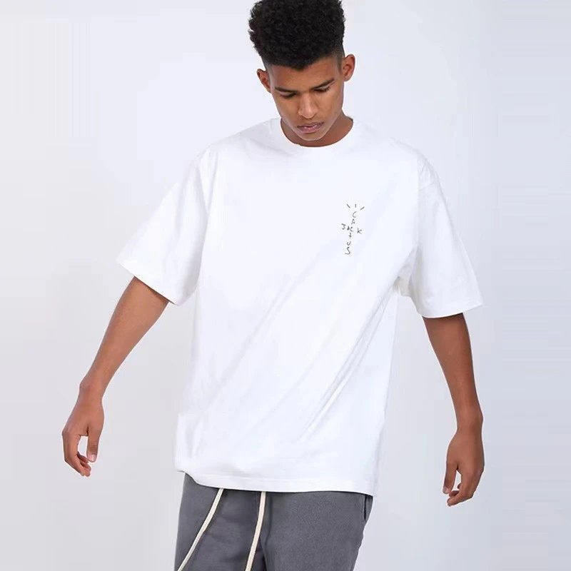 Streetwear Graphic Cotton Tee Unisex Ivory Black - Gallery Image 12 - Detailed View