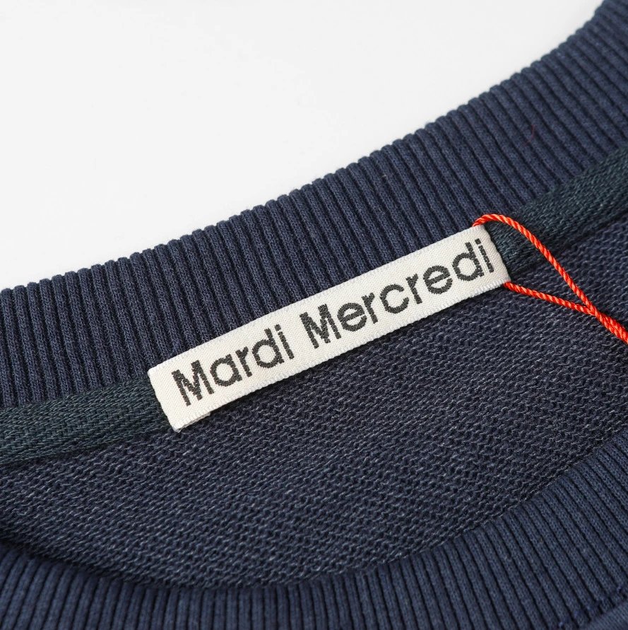 Unisex Daisy Print Crewneck Sweatshirt, Cotton Blend, Midnight Blue - Gallery Image 7 - Detailed View