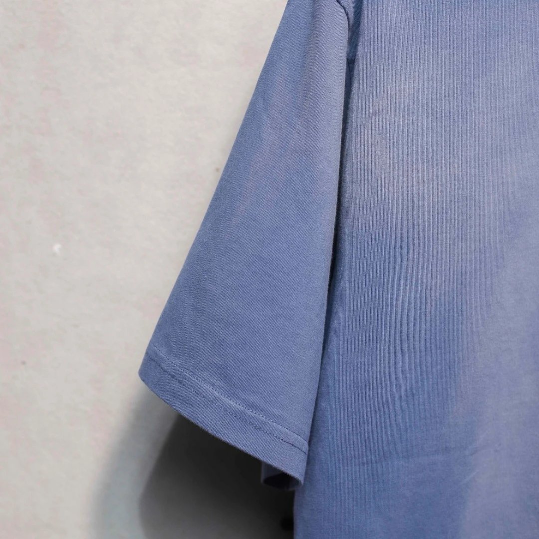 Unisex OS Gradient Embroidered Short Sleeve Tee Washed Indigo - Gallery Image 3 - Detailed View