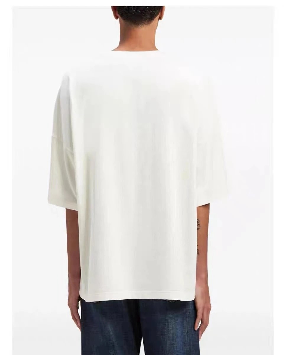 Streetwear Cotton Bead Logo T-Shirt Ivory - Gallery Image 4 - Detailed View