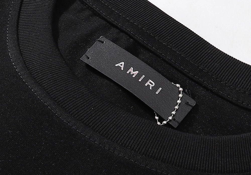 Amiri Logo Print T-Shirt Black White - Gallery Image 9 - Detailed View