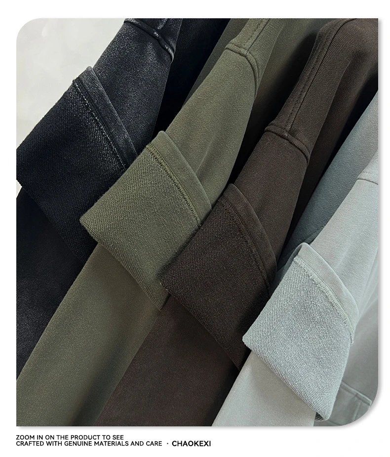 Heavyweight 400g Washed Double Layer Hoodie Ash Gray - Gallery Image 13 - Detailed View