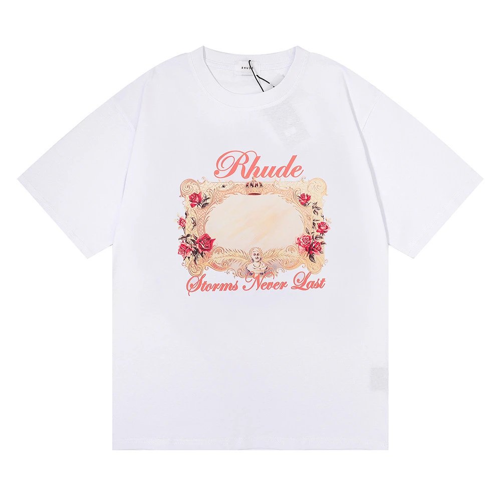 Rhude Floral Mirror Tee White - Gallery Image 2 - Detailed View