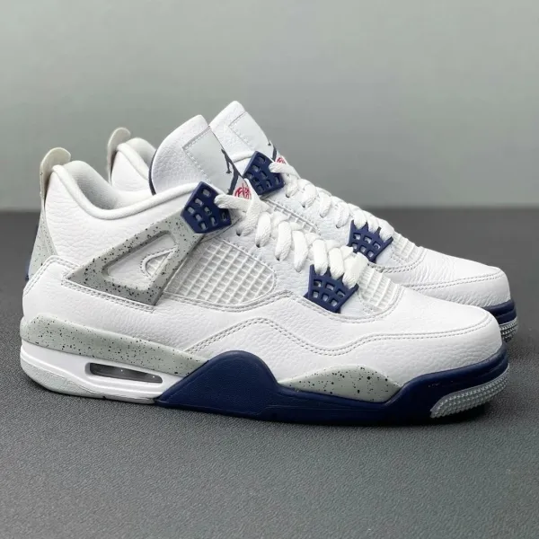 Air Jordan 4 Retro White Cement Navy Sneakers - 1
