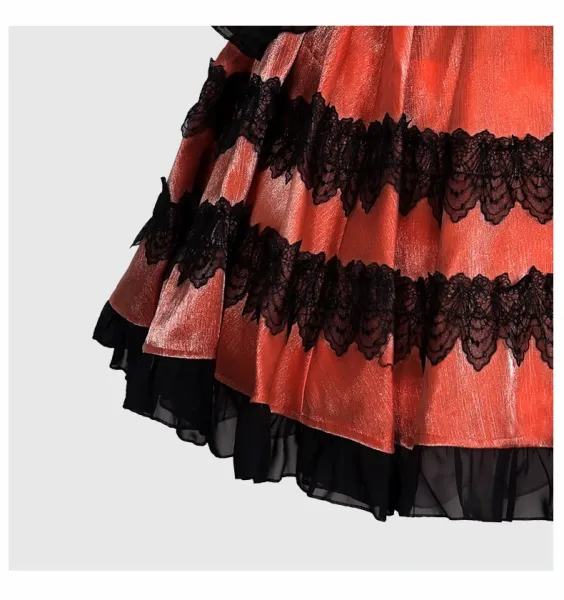 Design Lolita Dress Set Red and Black Gothic Lace Dress with Accessories Dress - 16