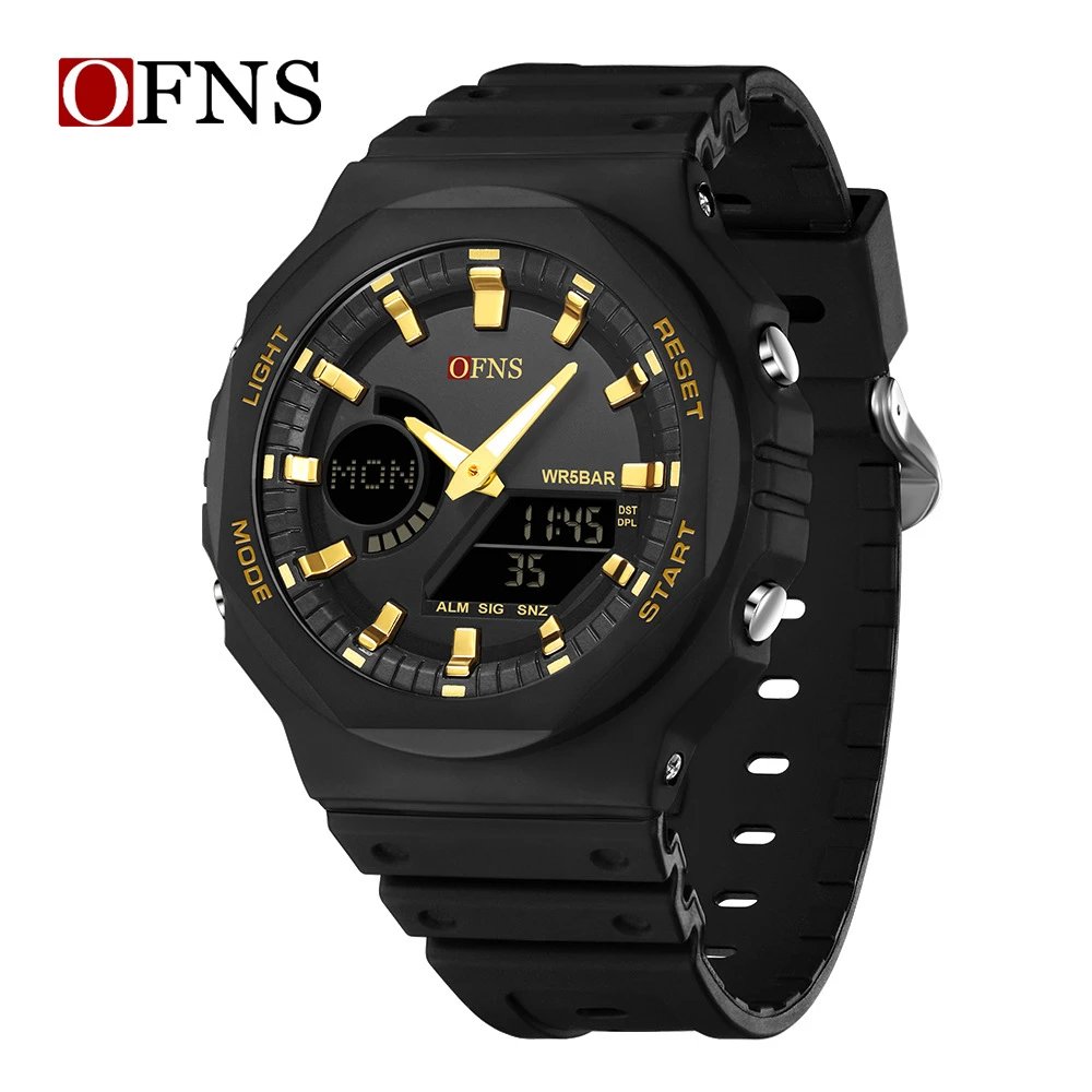 SANDA Watches Analog-Digital Sports Watch — S 6016 Black Gold【OFNS】