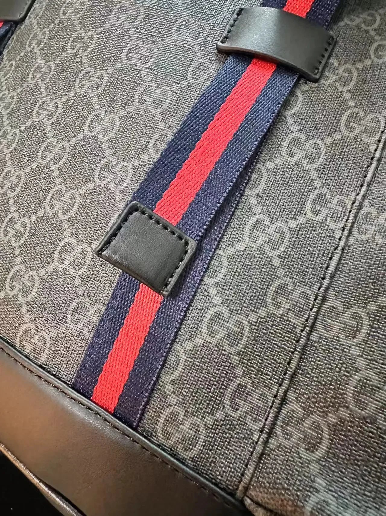 Gucci GG Marmont Backpack Gray Monogram with Red Web Straps - 8