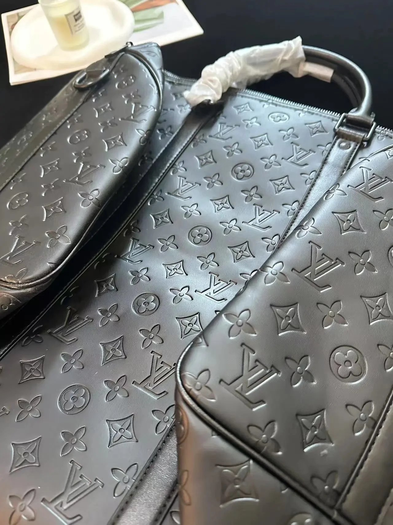 Louis Vuitton Keepall Bandoulière Monogram Empreinte Graphite Duffle Bag - 6