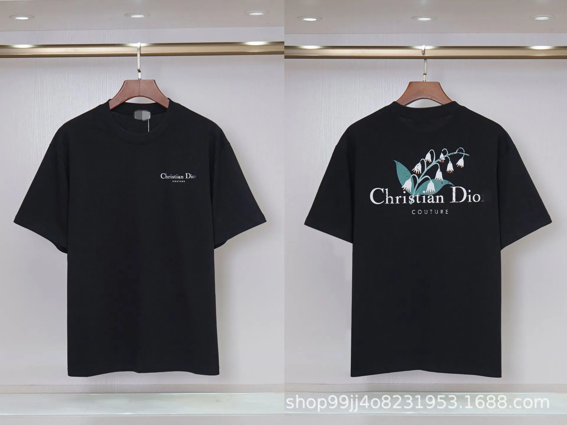 Dior T-Shirts Logo Print — R385 black