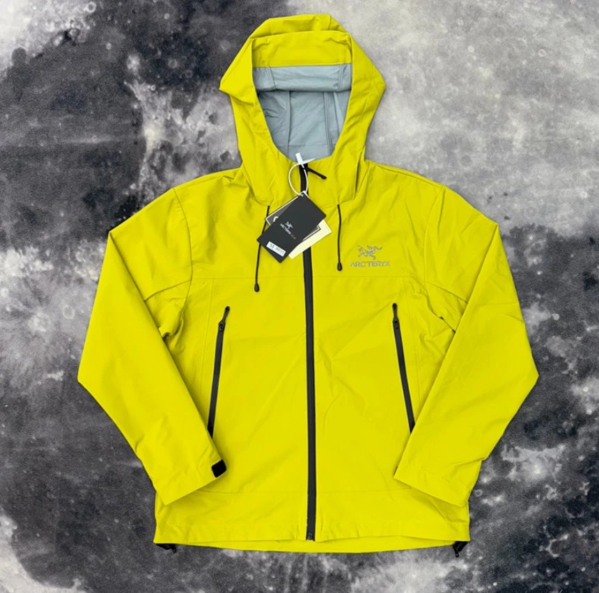 Arc'teryx Jackets Hooded zip-up shell jacket — Y 02 SZ Bird Hard Shell Yellow Embroidery Label