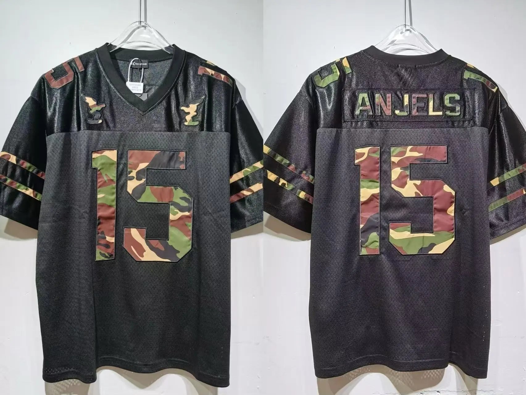 Palace Football Jerseys V-neck mesh jersey with graphic prints and number appliqués — CT 024 Black