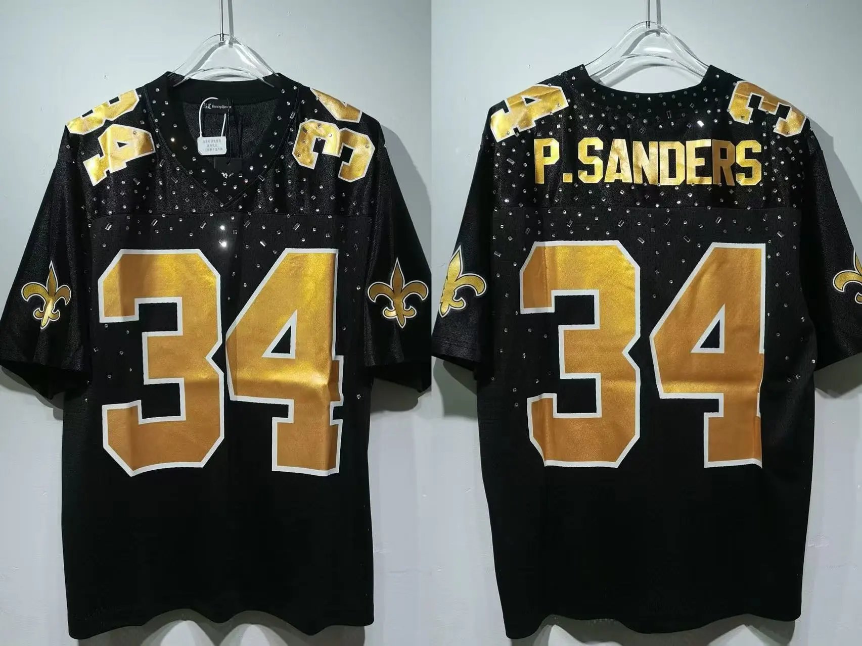 Palace Football Jerseys V-neck mesh jersey with graphic prints and number appliqués — CT 025 Black