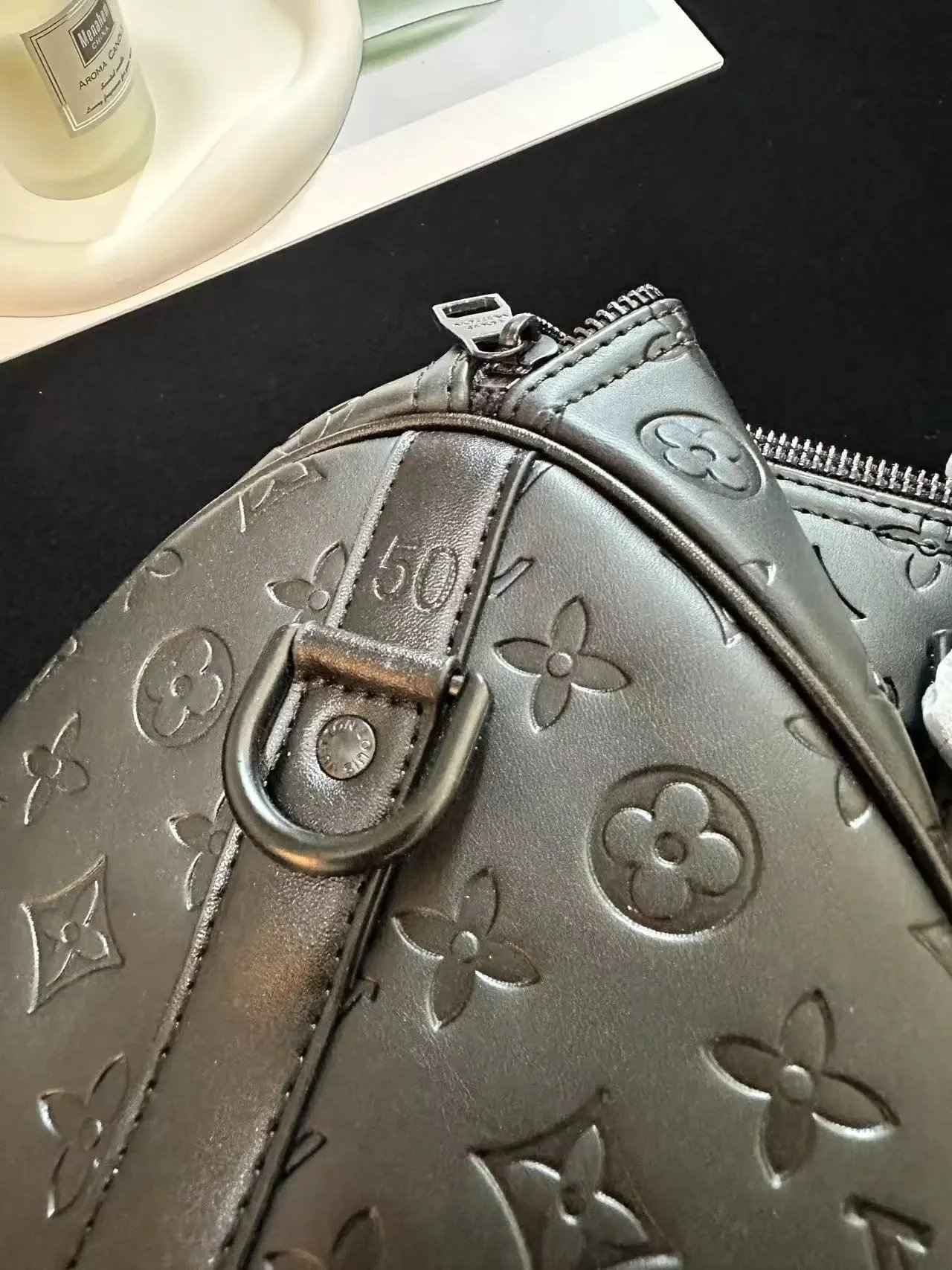 Louis Vuitton Keepall Bandoulière Monogram Empreinte Graphite Duffle Bag - 7