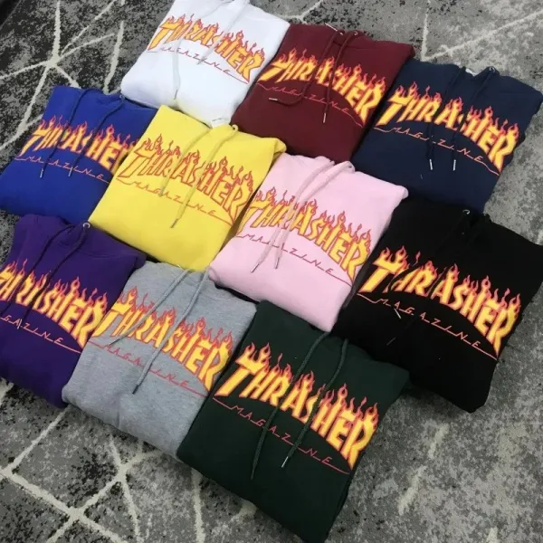 Thrasher Flame Logo Hoodie Burgundy - 2