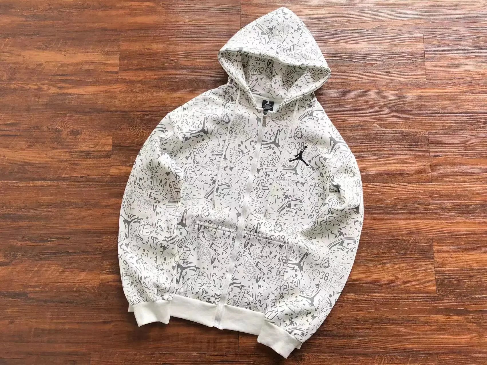 Air Jordan All-Over Print Zip-Up Hoodie White
