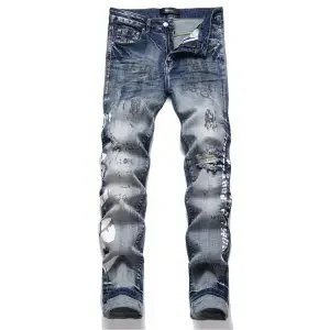 Unbranded Jeans Graphic Print Straight-Leg — 33