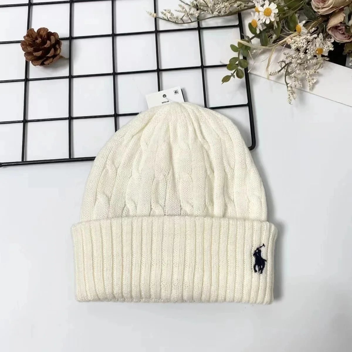 Ralph Lauren Hats Cuffed Knit Beanie with Embroidered Polo Pony — 26