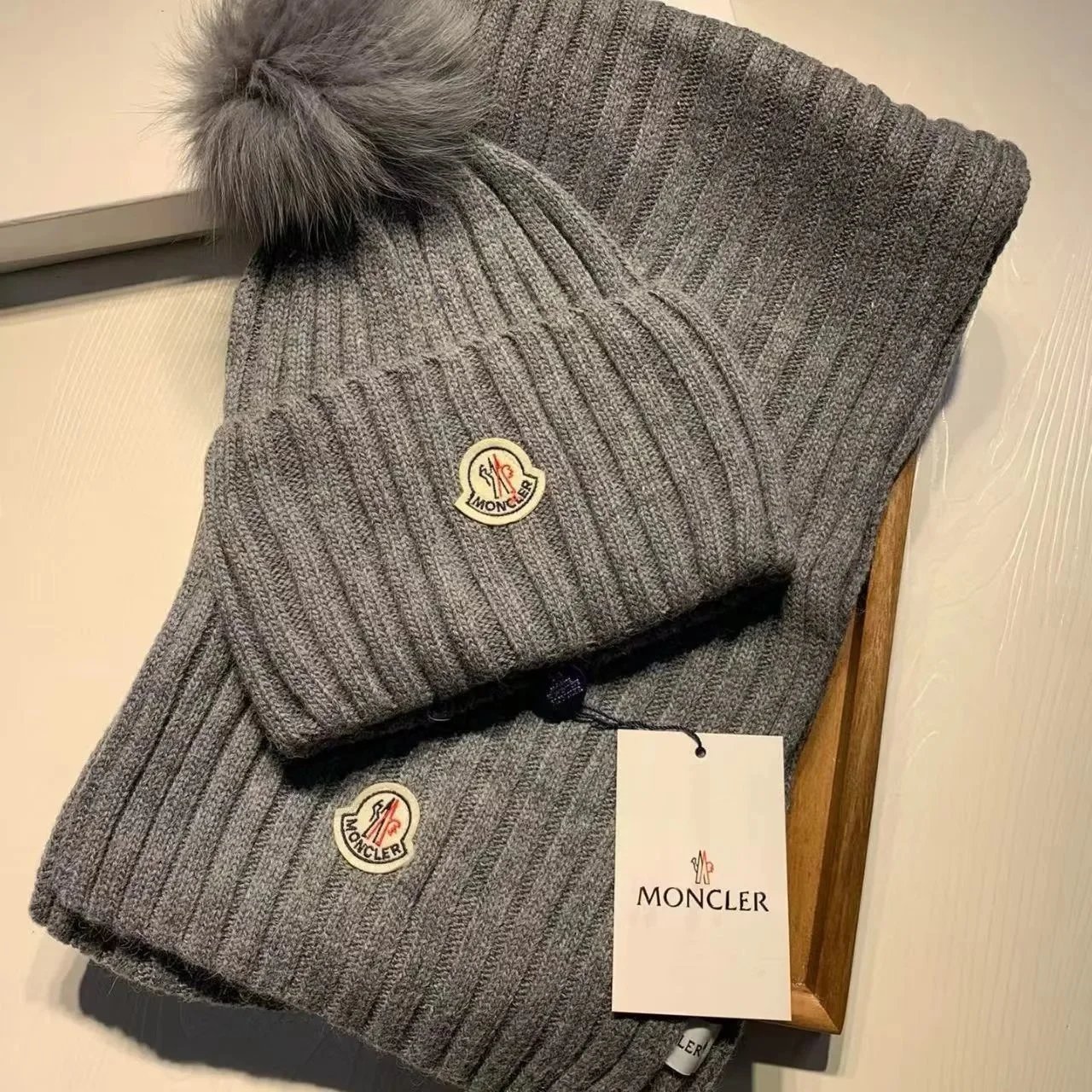 Moncler Knitted beanie, scarf and gloves set — 22