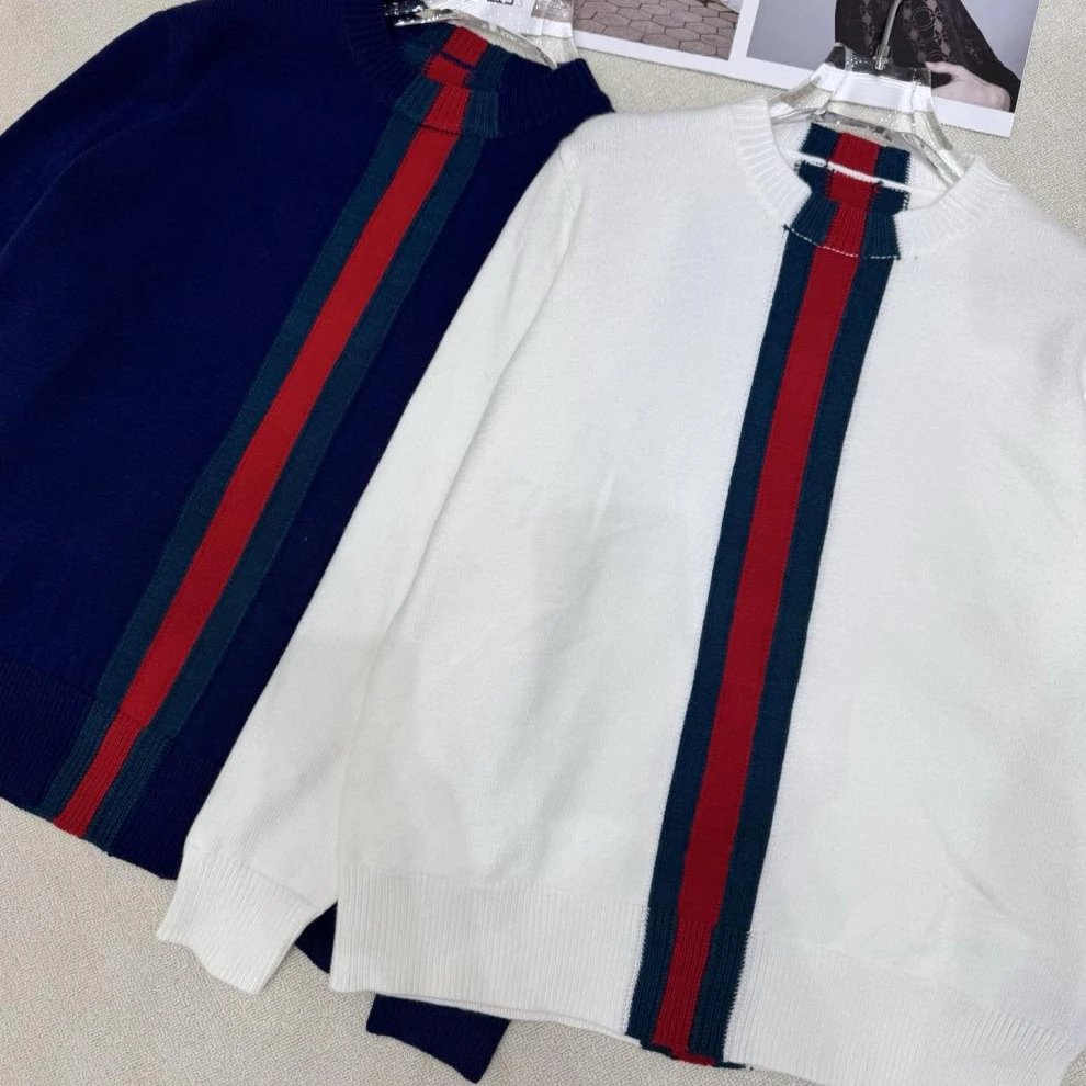 Unbranded Knitwear Crew Neck Knit Sweater with Contrast Center Stripe image 4