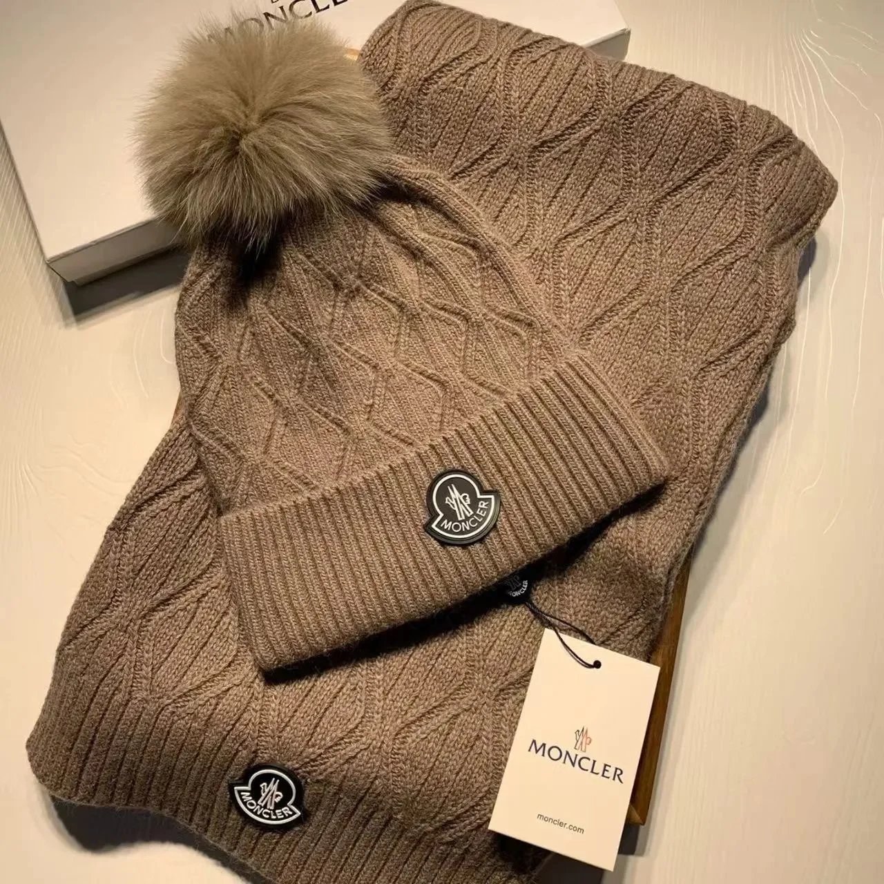 Moncler Knitted beanie, scarf and gloves set — 31