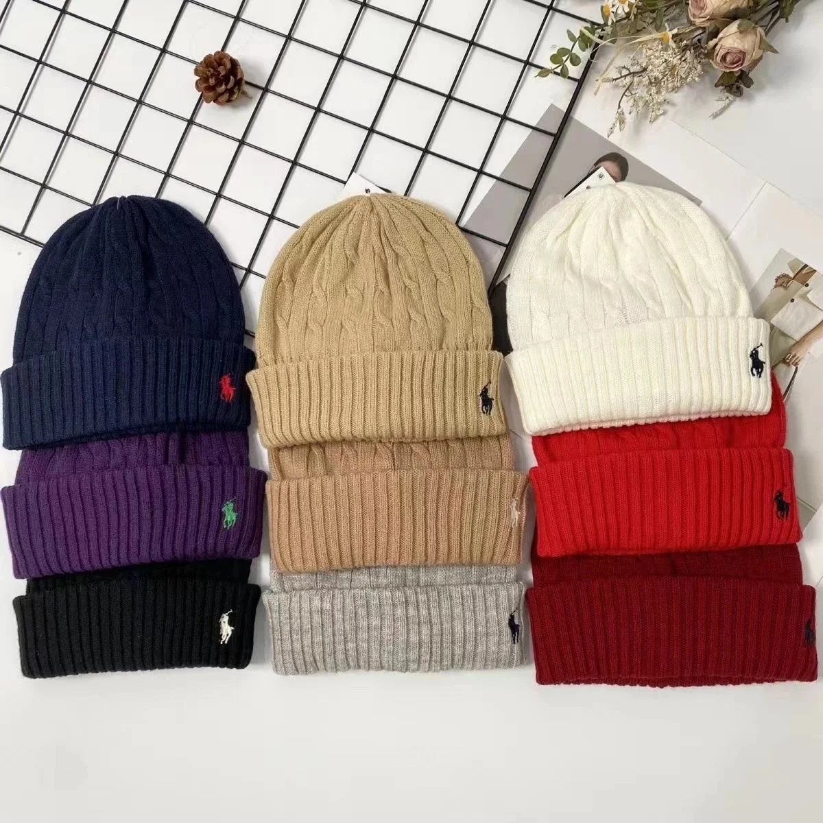 Ralph Lauren Hats Cuffed Knit Beanie with Embroidered Polo Pony image 2