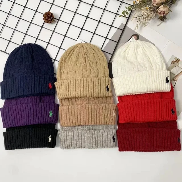 Ralph Lauren Hats Cuffed Knit Beanie with Embroidered Polo Pony product detail image 1