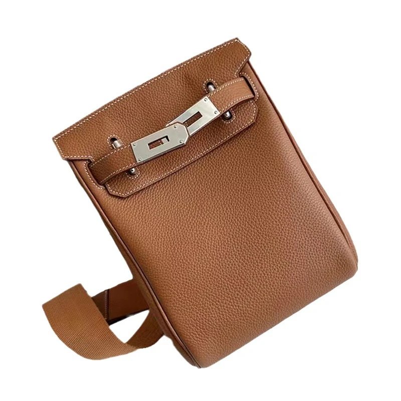 Hermès Crossbody Bags Kelly-style buckle closure, pebbled leather, wide strap image 7