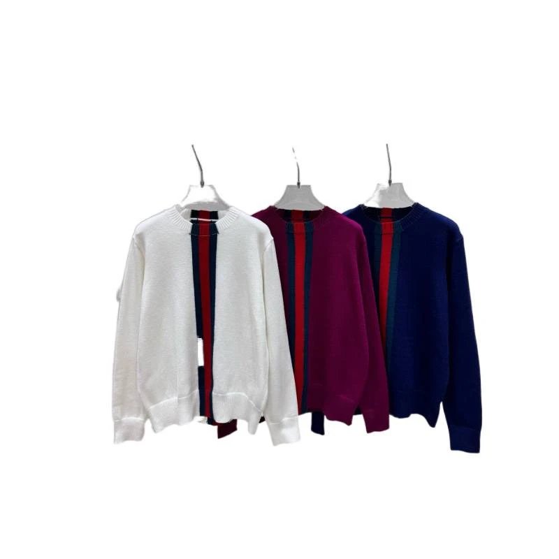 Unbranded Knitwear Crew Neck Knit Sweater with Contrast Center Stripe image 5